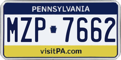 PA license plate MZP7662