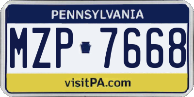 PA license plate MZP7668