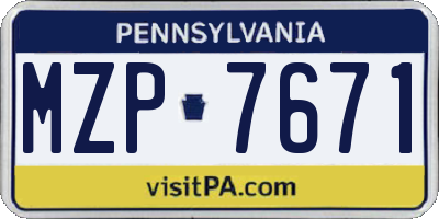 PA license plate MZP7671