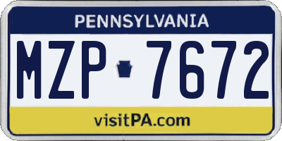PA license plate MZP7672