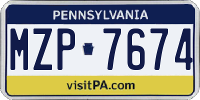 PA license plate MZP7674