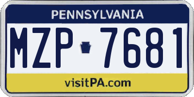 PA license plate MZP7681