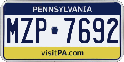 PA license plate MZP7692