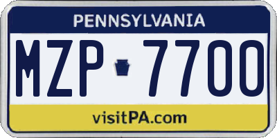 PA license plate MZP7700