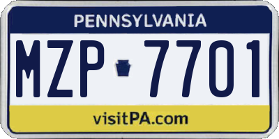 PA license plate MZP7701