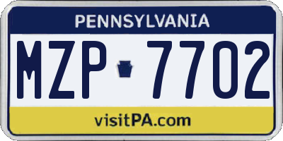 PA license plate MZP7702