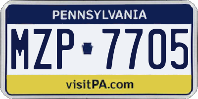 PA license plate MZP7705