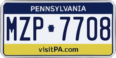 PA license plate MZP7708