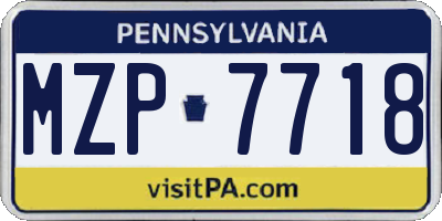 PA license plate MZP7718