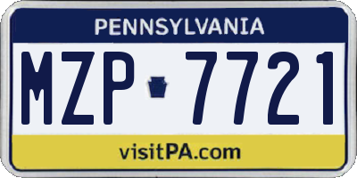 PA license plate MZP7721