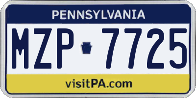 PA license plate MZP7725