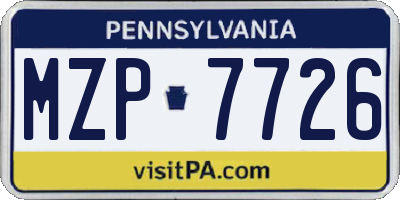 PA license plate MZP7726