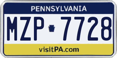 PA license plate MZP7728