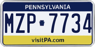 PA license plate MZP7734