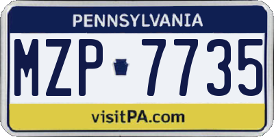 PA license plate MZP7735
