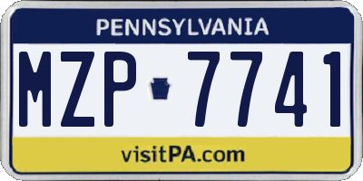 PA license plate MZP7741