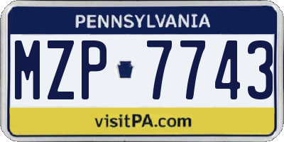 PA license plate MZP7743