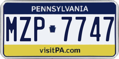 PA license plate MZP7747