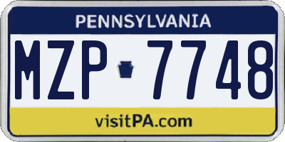 PA license plate MZP7748