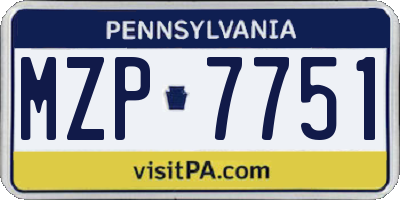PA license plate MZP7751