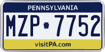 PA license plate MZP7752