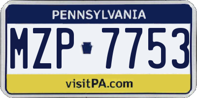PA license plate MZP7753
