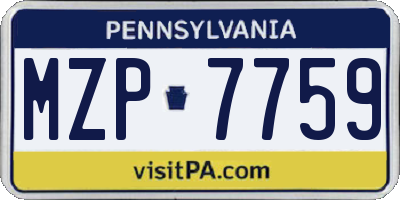 PA license plate MZP7759
