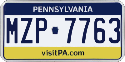 PA license plate MZP7763