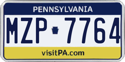 PA license plate MZP7764