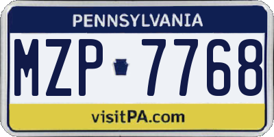 PA license plate MZP7768