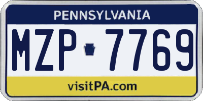 PA license plate MZP7769