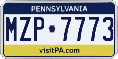 PA license plate MZP7773