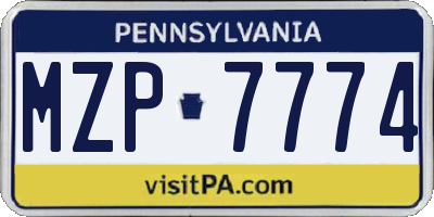 PA license plate MZP7774