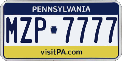 PA license plate MZP7777