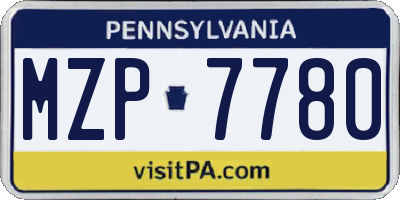 PA license plate MZP7780