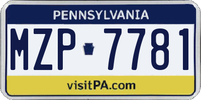 PA license plate MZP7781