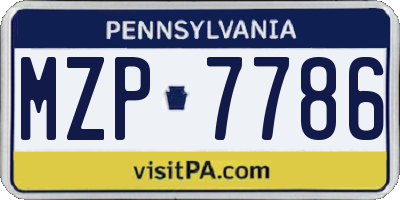PA license plate MZP7786