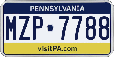PA license plate MZP7788