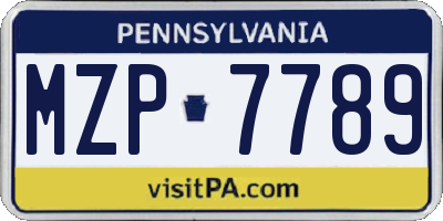 PA license plate MZP7789