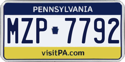 PA license plate MZP7792