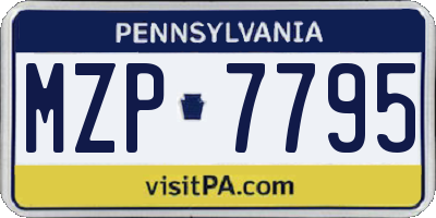 PA license plate MZP7795