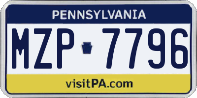 PA license plate MZP7796