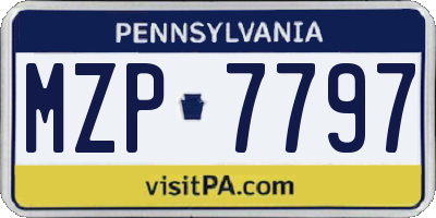 PA license plate MZP7797