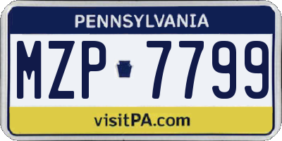 PA license plate MZP7799