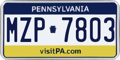 PA license plate MZP7803