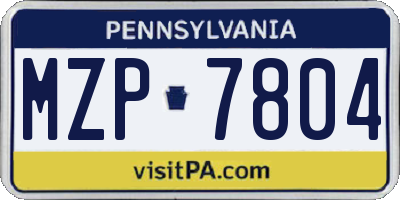 PA license plate MZP7804