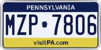 PA license plate MZP7806