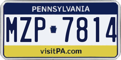 PA license plate MZP7814