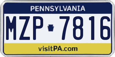 PA license plate MZP7816