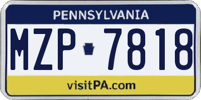PA license plate MZP7818